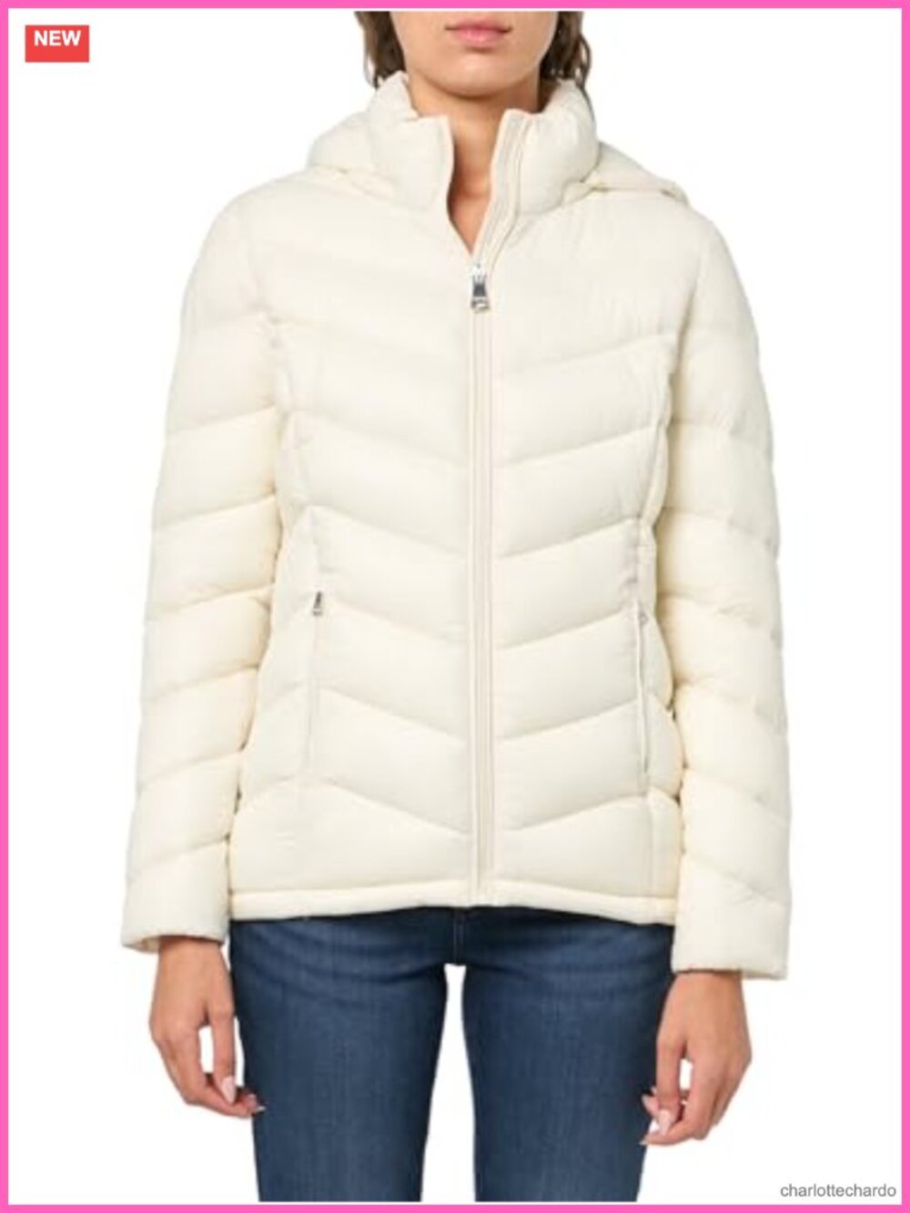 Classic Hooded Zip Front Quilted Puffer Coat Long Sleeve